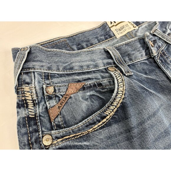 Ariat M5 Ridgeline Gambler Straight Leg Fit Low Rise Jeans Men’s 34x31 Denim - Picture 6 of 16